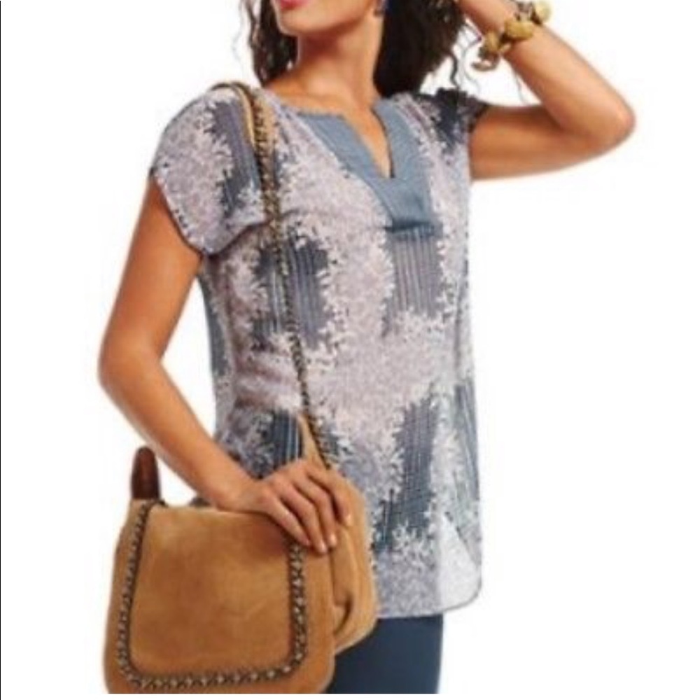 • Cabi • 278 Printed Stitch Placket Blouse Small M